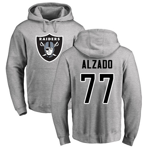 Men Oakland Raiders Ash Lyle Alzado Name and Number Logo NFL Football #77 Pullover Hoodie Sweatshirts->nfl t-shirts->Sports Accessory